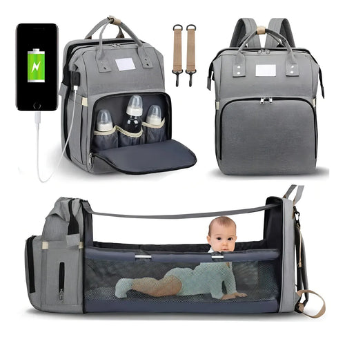 Bolso Pañalera Cuna Colchón Portátil