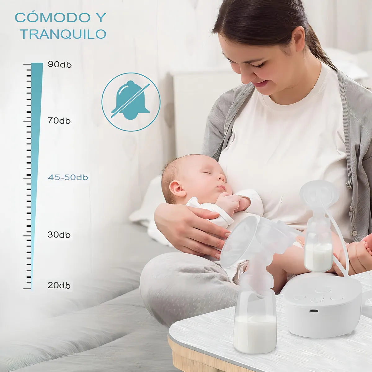 Extractor de Leche Eléctrico Doble Silencioso Antirreflujo BPA Free | BebeConTodo