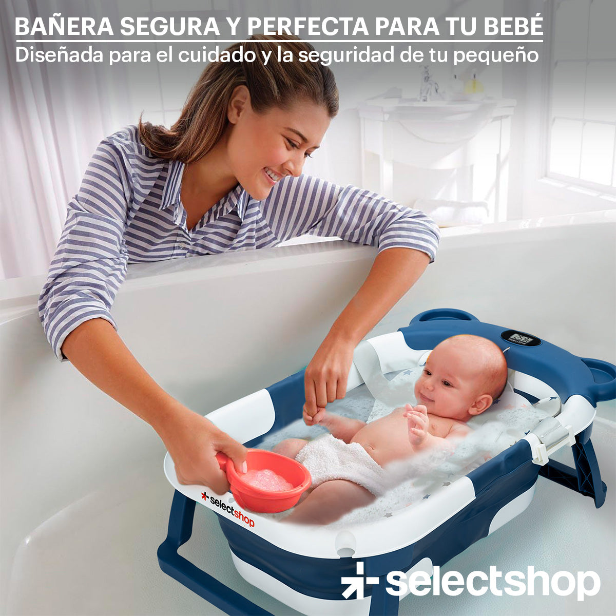 Bañera plegable bebé Selectshop con sensor temperatura BB19