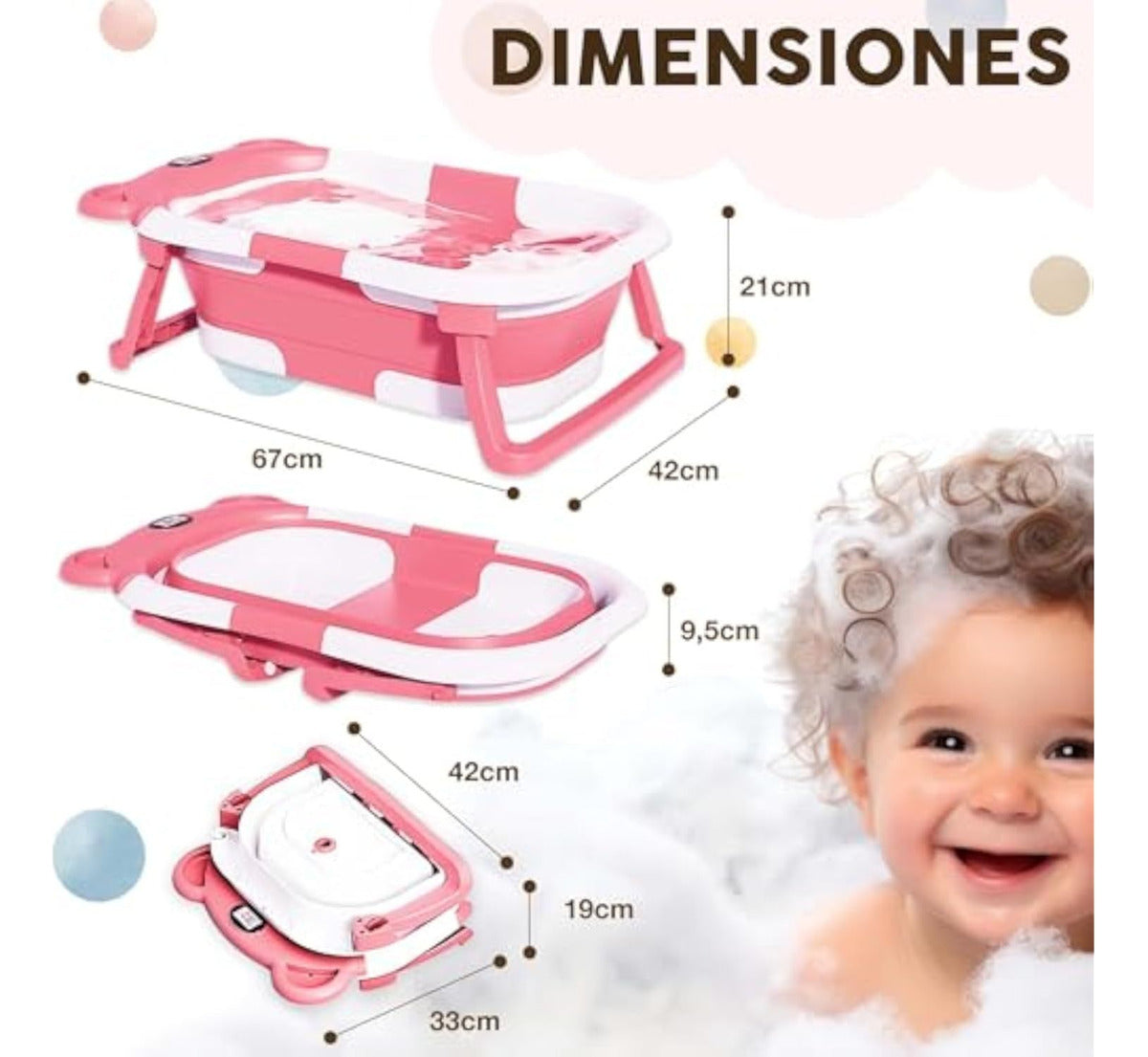 Bañera plegable bebé Selectshop con sensor temperatura BB19