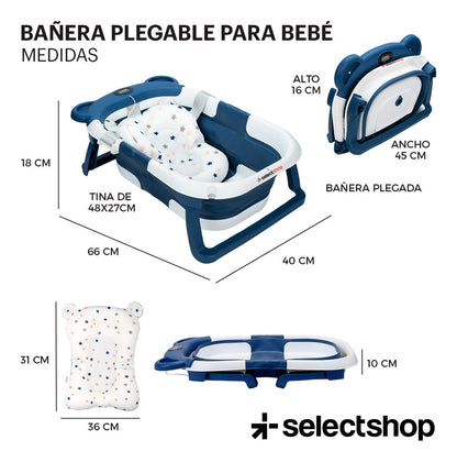 Bañera plegable bebé Selectshop con sensor temperatura BB19