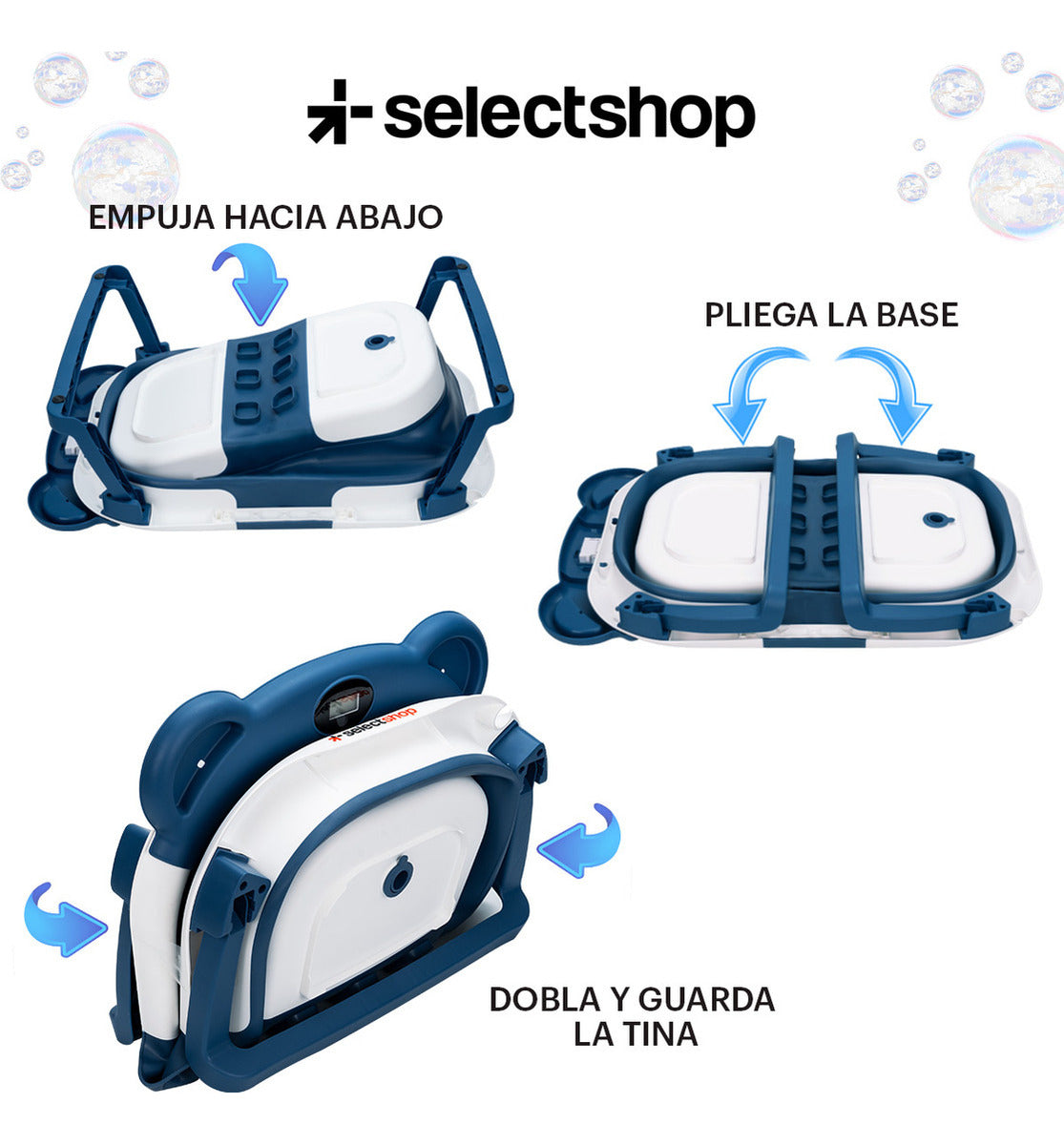 Bañera plegable bebé Selectshop con sensor temperatura BB19