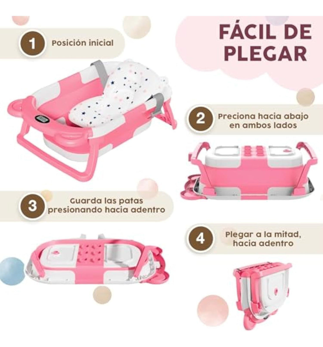 Bañera plegable bebé Selectshop con sensor temperatura BB19