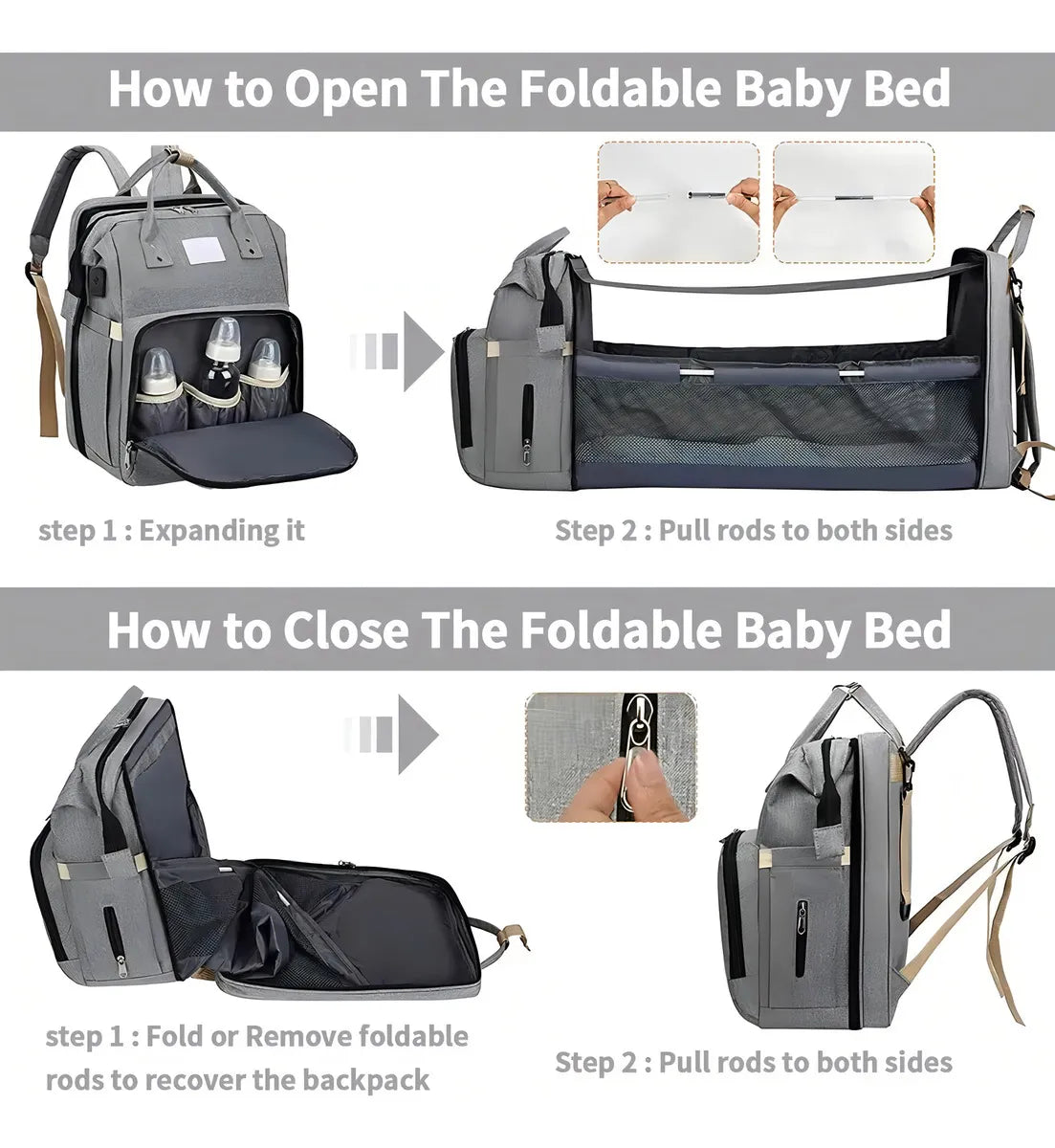 Bolso Pañalera Cuna Colchón Portátil