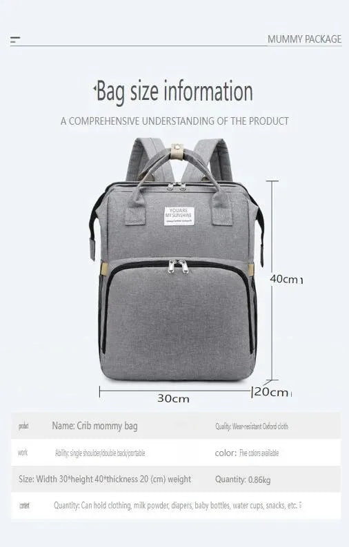 Bolso Pañalera Cuna Colchón Portátil