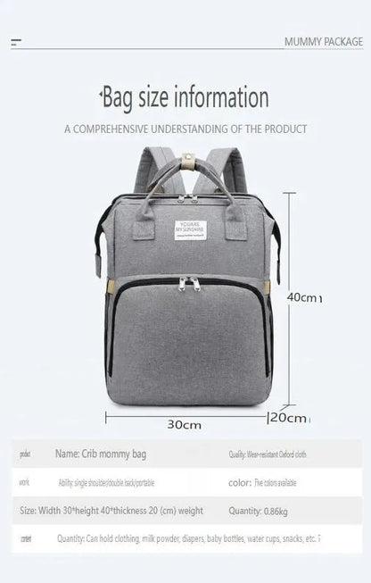 Bolso Pañalera Cuna Colchón Portátil