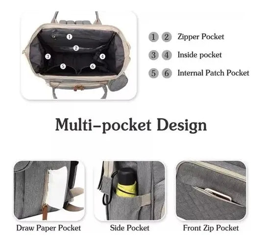 Bolso Pañalera Cuna Colchón Portátil